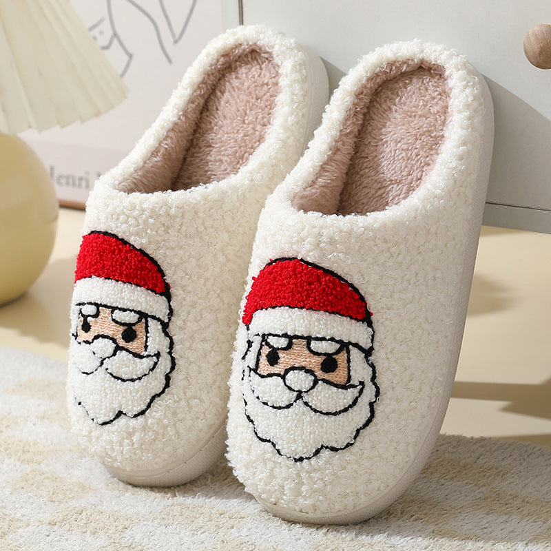Christmas Home Slippers Cute Cartoon Santa Claus Cotton Slippers For Women And Men Couples Winter Warm Furry Shoes Christmas Home Slippers Cute Cartoon Santa Claus Cotton Slippers For Women And Men Couples Winter Warm Furry Shoes